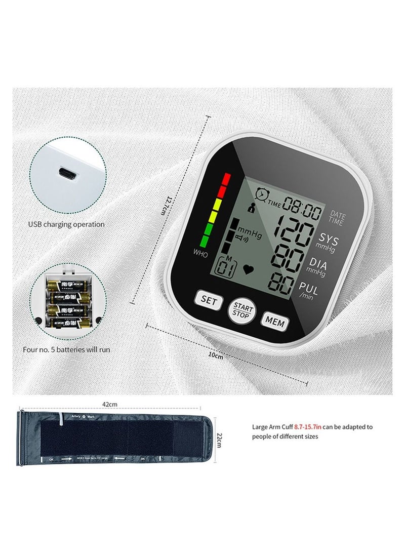 Blood Pressure Monitor LCD Display Large Screen Fully Automatic Accurate Readings Adjustable Bp Cuff Upper Arm Blood Pressure Machine Voice Prompt Irregular Heartbeat Detection Clear Display