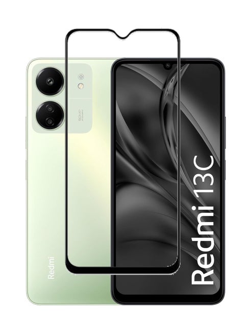 واقي شاشة لهاتف Xiaomi Redmi 13C من الزجاج المقسى، لاصق كامل من الحافة إلى الحافة، زجاج مضاد للكسر، صلابة 9H، مقاوم للخدش