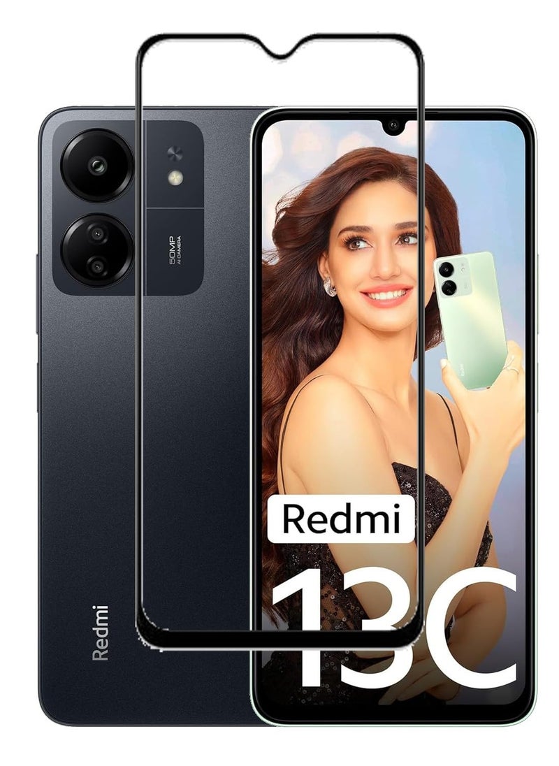 واقي شاشة لهاتف Xiaomi Redmi 13C من الزجاج المقسى، لاصق كامل من الحافة إلى الحافة، زجاج مضاد للكسر، صلابة 9H، مقاوم للخدش