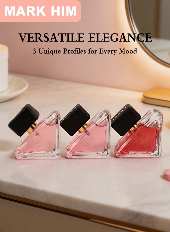 MARK HIM 3PCS Women’s Eau de Parfum Gift Set, 3x40ml Long-Lasting Floral Fruity Perfume Trio, Modern Triangle-Shaped Perfume Bottles with Luxury Gift Box, Fresh Elegant Fragrance Kit for Women - Image 3