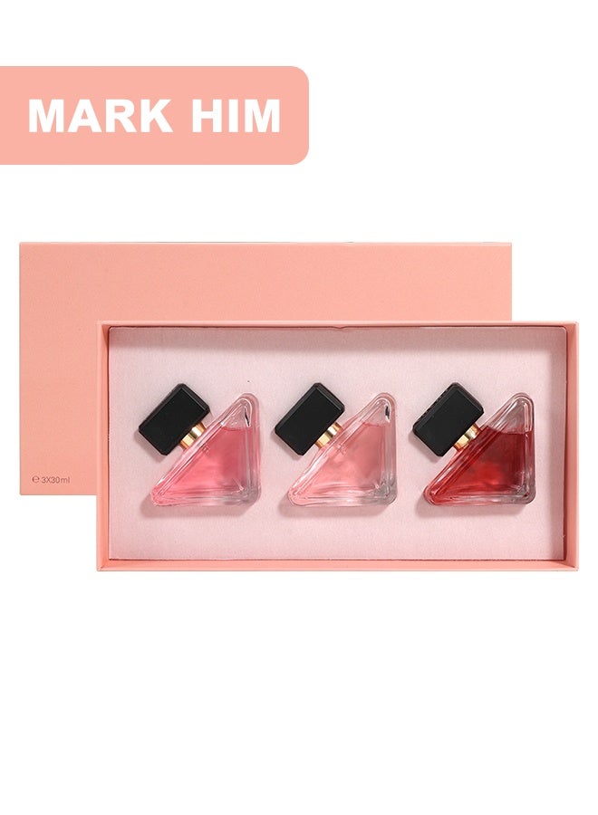 MARK HIM 3PCS Women’s Eau de Parfum Gift Set, 3x40ml Long-Lasting Floral Fruity Perfume Trio, Modern Triangle-Shaped Perfume Bottles with Luxury Gift Box, Fresh Elegant Fragrance Kit for Women - Image 1