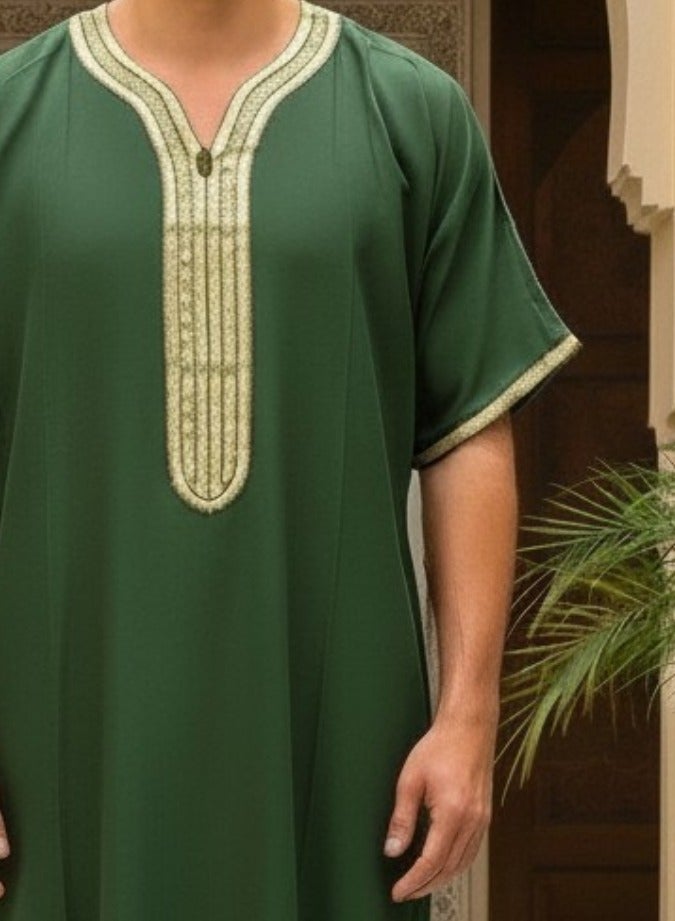 Men's Shirt, Nightgown, Moroccan Robe, Comfortable Men's Gifts Luxury Men's House Robe for Comfort Moroccan Shirt, Men's Summer Shirt, Short Sleeve Shirt, Men's Robe Comfortable Men's Gifts - Image 3