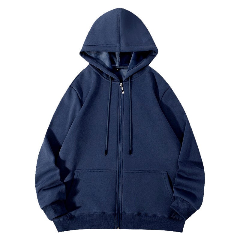 Men's Zip-Up Sweatshirt with Fleece Lining, Loose Fit - Image 5