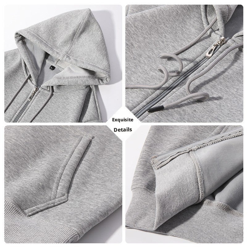 Men's Zip-Up Sweatshirt with Fleece Lining, Loose Fit - Image 3