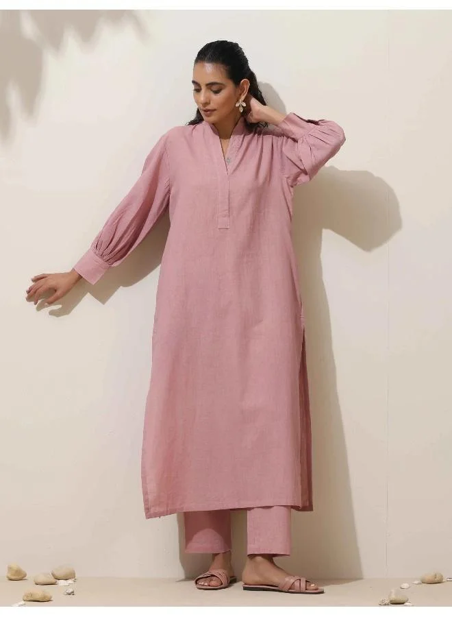 trueBrowns trueBrowns Lilac Cotton Kurta Pant Set