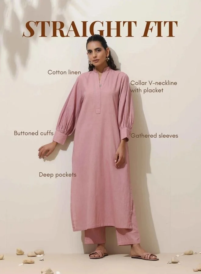 trueBrowns trueBrowns Lilac Cotton Kurta Pant Set