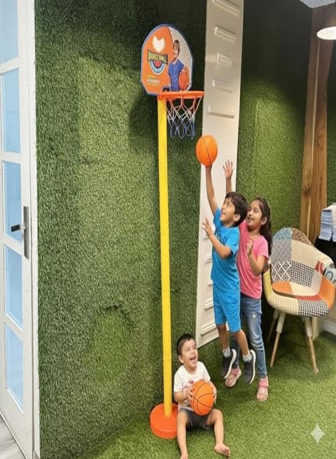 Manos Kids Basketball Hoop Set with Stand, Adjustable Height, Indoor Outdoor Play, Includes 2 Balls, Orange and Blue Net, Sports Activity Toy for Children Pack of 1 - Image 3