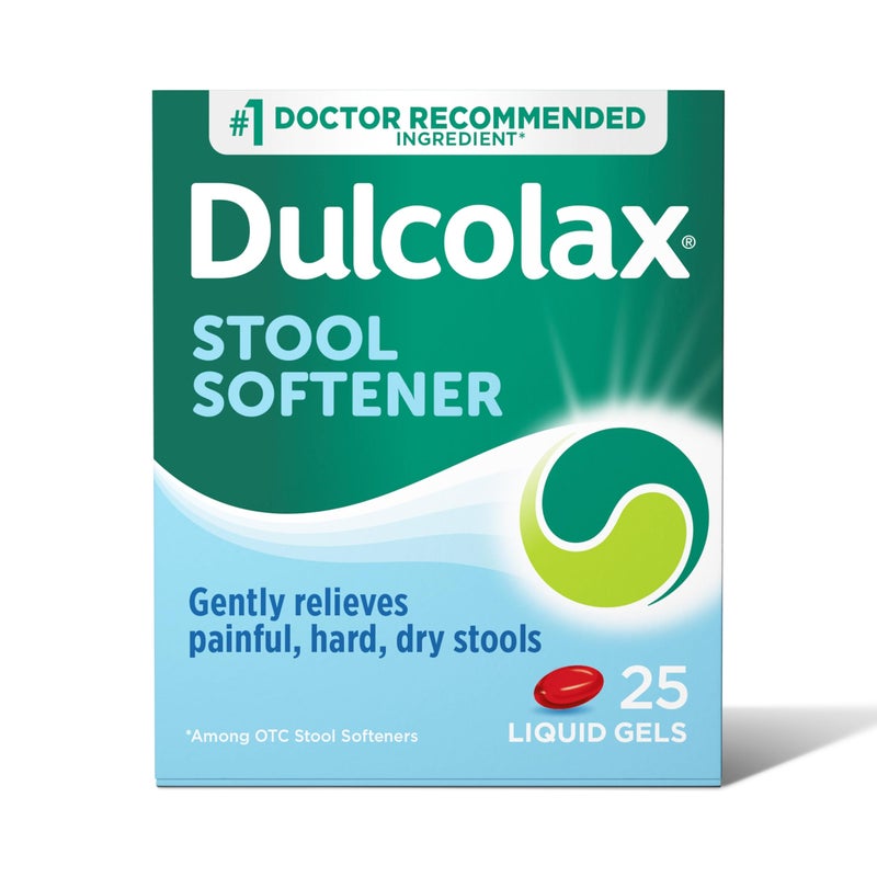 Dulcolax Stool Softener Laxative Liquid Gel Capsules, Gentle Constipation Relief for Hard, Dry Stools, Docusate Sodium 100 mg, 25 Count - Image 1