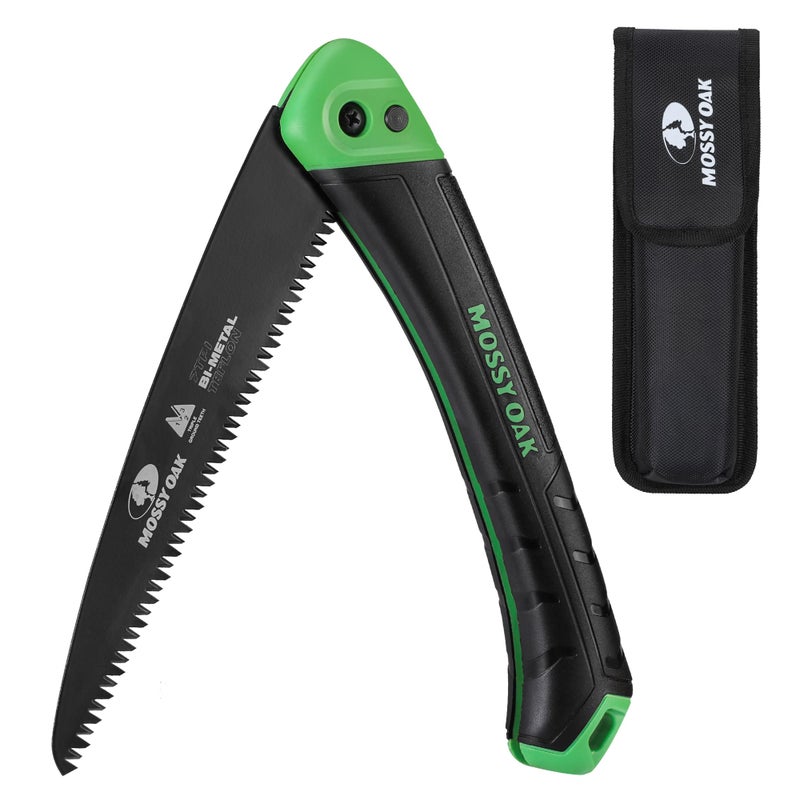 MOSSY OAK Folding Saw - 7 Inch Pruning Handsaw with Pouch, D6A & M2 Bimetal Saw Blade, Hunting Saw Foldable for Deer, Tree, Wood, and Limb Cutting - Image 1