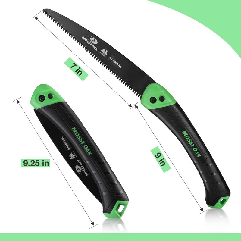 MOSSY OAK Folding Saw - 7 Inch Pruning Handsaw with Pouch, D6A & M2 Bimetal Saw Blade, Hunting Saw Foldable for Deer, Tree, Wood, and Limb Cutting - Image 4