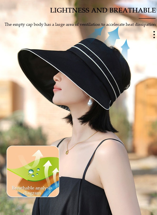 DUNISO Women's Foldable Sun Hat Summer Hollow Out Beach Cap Brim Roll Up Beach Bucket Hats UV Protection UPF50+ for Vacation Outdoor Activities - Image 2