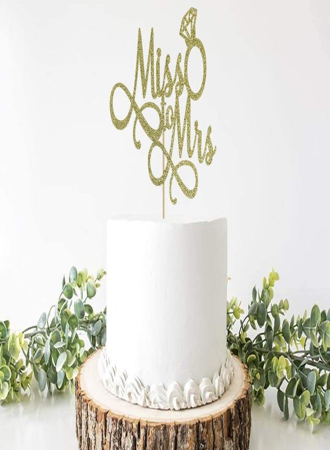 Festiko Gold Miss to Mrs Cake Topper, Glitter Wedding Engagement Bridal Shower Bachelorette Party Decorations Supplies - Image 3