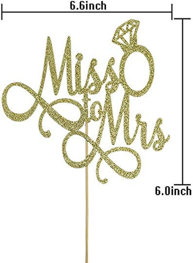 Festiko Gold Miss to Mrs Cake Topper, Glitter Wedding Engagement Bridal Shower Bachelorette Party Decorations Supplies - Image 2