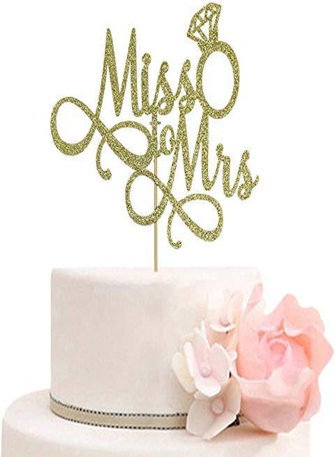Festiko Gold Miss to Mrs Cake Topper, Glitter Wedding Engagement Bridal Shower Bachelorette Party Decorations Supplies - Image 1