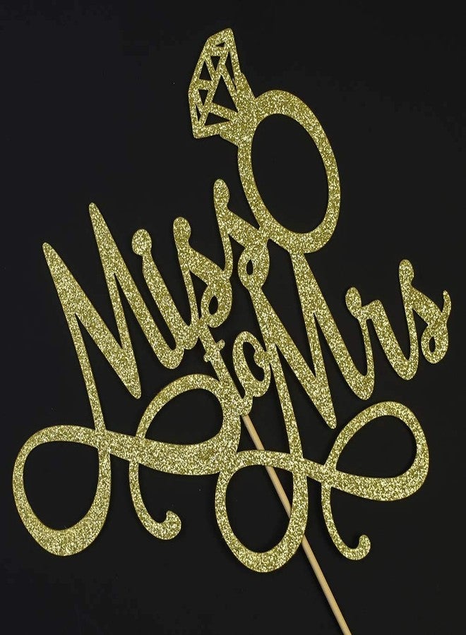 Festiko Gold Miss to Mrs Cake Topper, Glitter Wedding Engagement Bridal Shower Bachelorette Party Decorations Supplies - Image 5