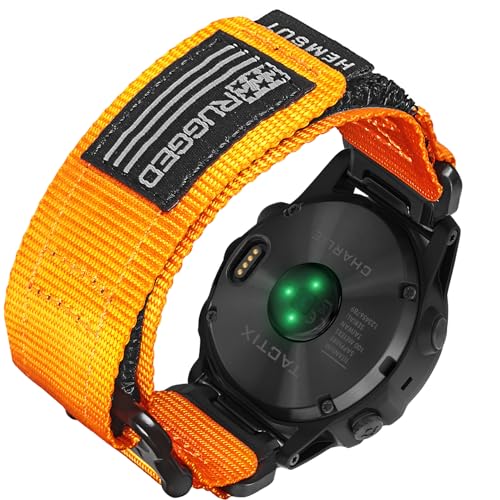 HEMSUT Nylon Sports Watch Band 22mm Military Strap Compatible with Garmin Fenix 8 47mm 77 Pro66 Pro55 PlusE 47mm MARQ AthleteGolferDriverCaptainAdventurerCommander Instinct 2CrossoverTacicalEsportsTide D2 Delta SDescent G1 Approach S6062S70 47mm Forerunner965955945935745Quatix 65 Epix 2 - Image 1