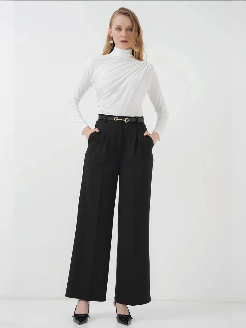 BIG DART BDART Fitted Turtleneck Blouse with Drape Detail