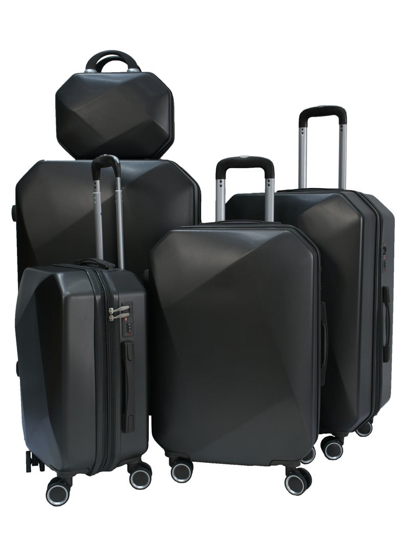 MORANO 6-Piece Hard-side ABS Spinner Luggage Trolley Black Set - Image 2