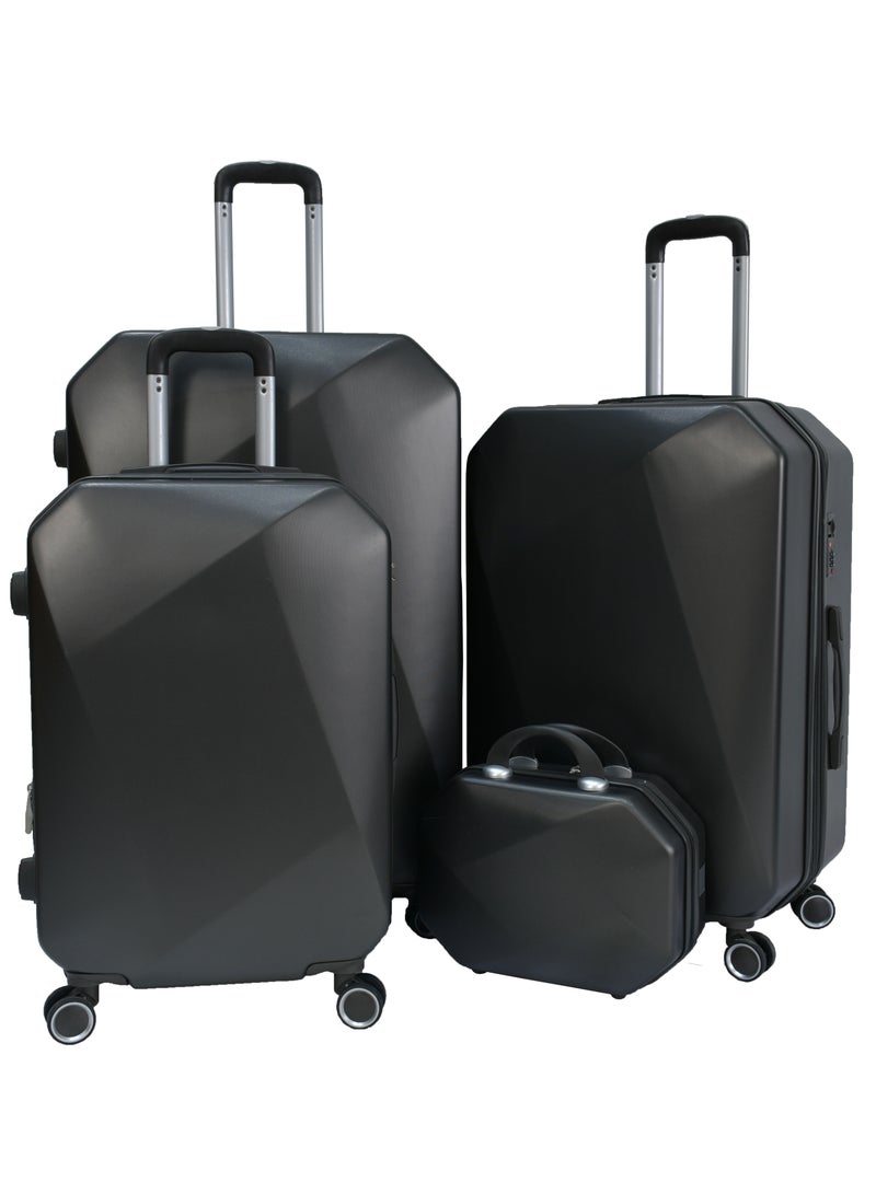 MORANO 6-Piece Hard-side ABS Spinner Luggage Trolley Black Set - Image 3