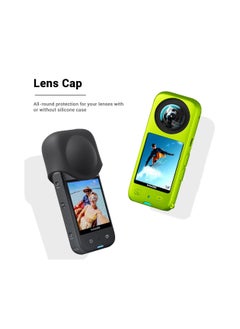 Captaintech Protection Kit for Insta 360 X3, Silicone Protective Case with 2 Pcs Screen Protector for Insta360 X3 Accessories (Green)  - Image 4