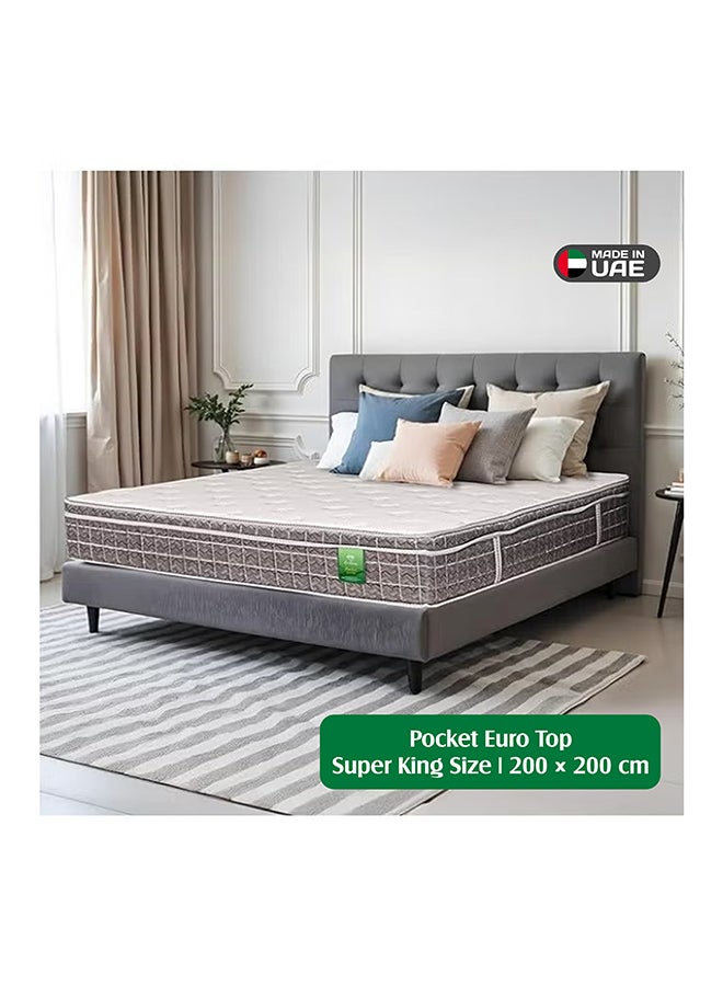 Pocket Euro Top Mattress - W 200 x L 200 x D 28 cm | Medium Firm Bed with Plush Comfort | Motion Isolation and Foam Encased Edge Support | Breathable Knit Fabric