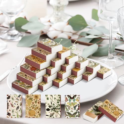 Oitnlaughter 60PCS Blank Matches Containers 2.24 x 1.42 x 0.59 inches Vintage Storage Match Boxes DIY Match Holder with Double-Sided Stickers for Wedding Bridal Baby Shower Party Favor(No Matches) - Image 5