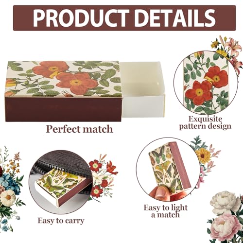 Oitnlaughter 60PCS Blank Matches Containers 2.24 x 1.42 x 0.59 inches Vintage Storage Match Boxes DIY Match Holder with Double-Sided Stickers for Wedding Bridal Baby Shower Party Favor(No Matches) - Image 3