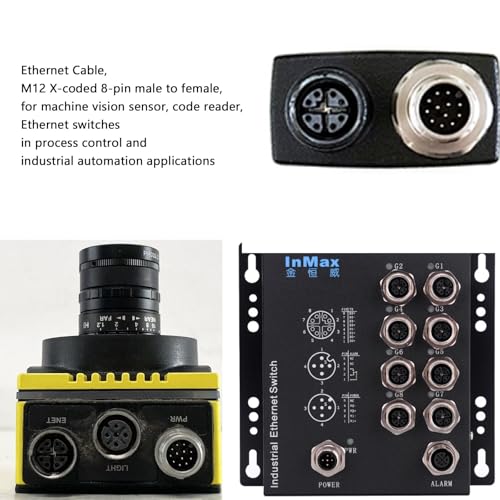 HangTon Ethernet 8 Pin X-Coded M12 RJ45 CAT-7e Cable for Keyence IV3 SR-5000 Matrix Cognex in Sight Data Man Barcode Reader Camera Sensor Network 5M - Image 4