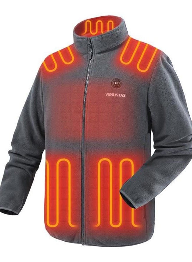 Venustas Men's Polar Fleece Heated Jacket, Soft Electric Heating Coat with 7.4V Battery Pack, Durable YKK Zipper - Image 1
