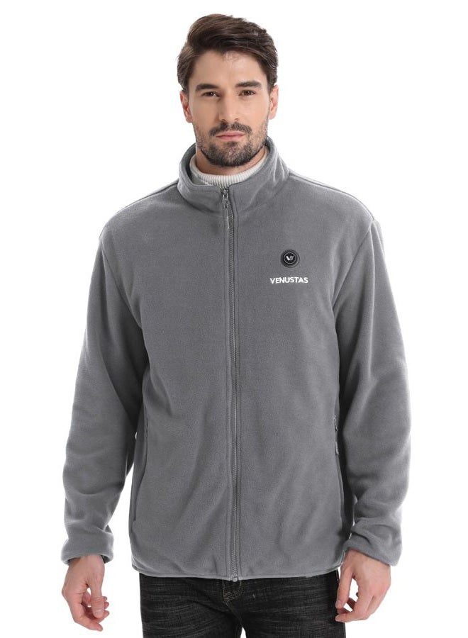 Venustas Men's Polar Fleece Heated Jacket, Soft Electric Heating Coat with 7.4V Battery Pack, Durable YKK Zipper - Image 2