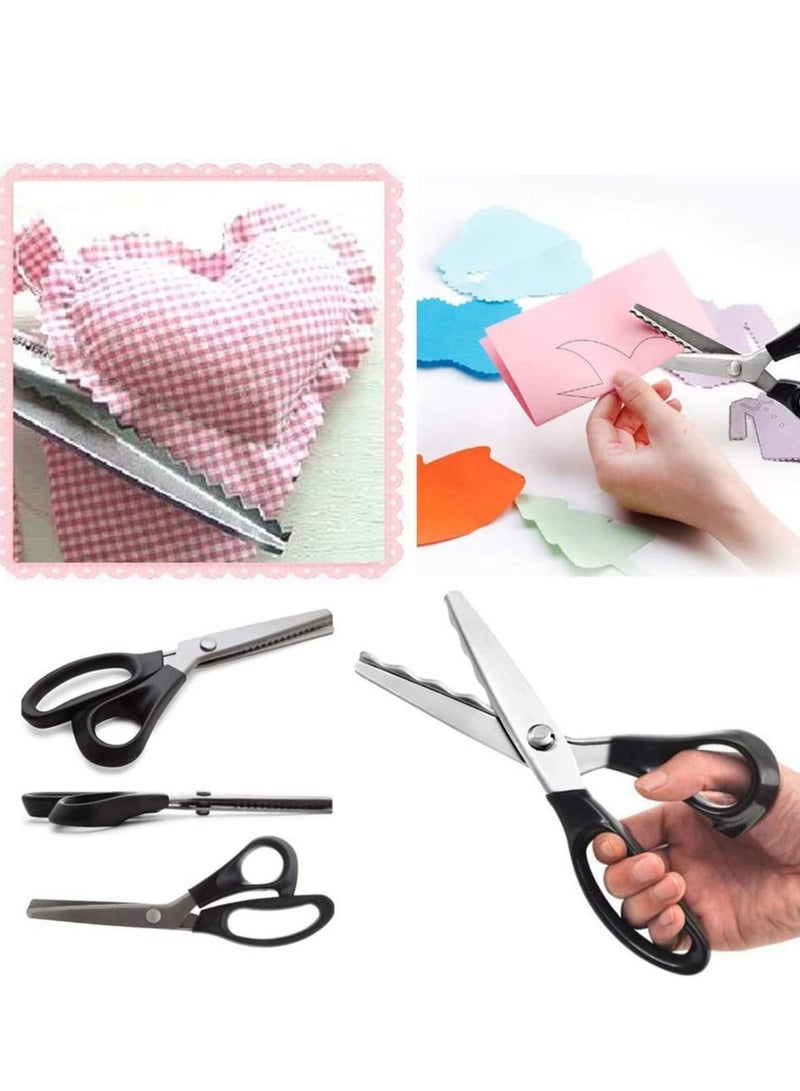 SYOSI Pinking Shears for Dressmaking, Professional Stainless Steel Tailor Scissors for Felt Paper Fabric Cutting/Sewing, Handled Zig Zag, Children Adults Art and Craft  - Image 1