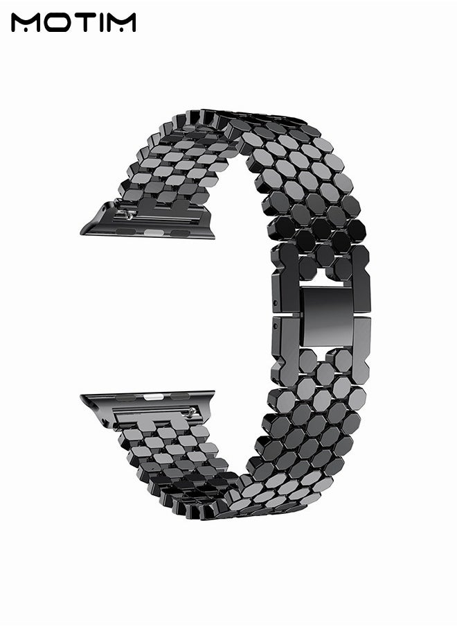 Motim Metal Watch Band Compatible with Apple Watch Band 41mm 40mm 38mm, Heavy Wrist Loop Band, Replacement Strap for iWatch Series 9, Ultra 2, SE, Ultra, 10/9/8/7/6/5/4/3/2/1, Zinc Alloy  - Image 3