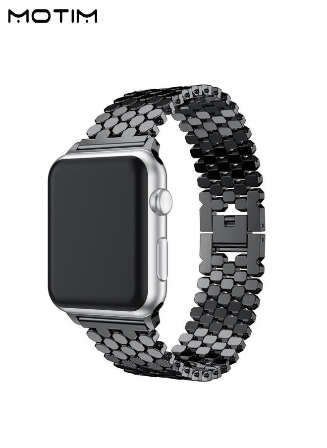 Motim Metal Watch Band Compatible with Apple Watch Band 41mm 40mm 38mm, Heavy Wrist Loop Band, Replacement Strap for iWatch Series 9, Ultra 2, SE, Ultra, 10/9/8/7/6/5/4/3/2/1, Zinc Alloy  - Image 1