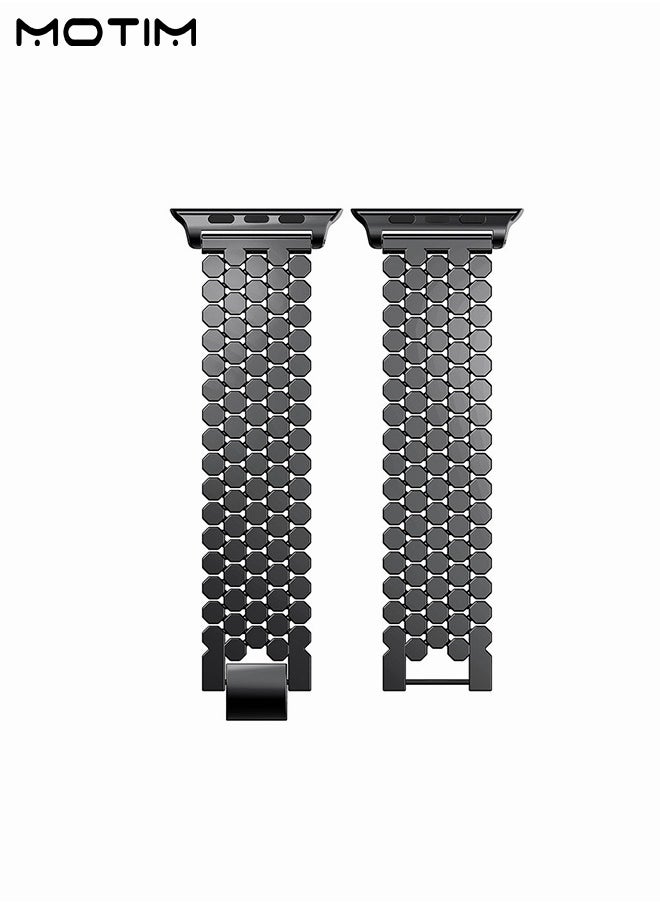 Motim Metal Watch Band Compatible with Apple Watch Band 41mm 40mm 38mm, Heavy Wrist Loop Band, Replacement Strap for iWatch Series 9, Ultra 2, SE, Ultra, 10/9/8/7/6/5/4/3/2/1, Zinc Alloy  - Image 4