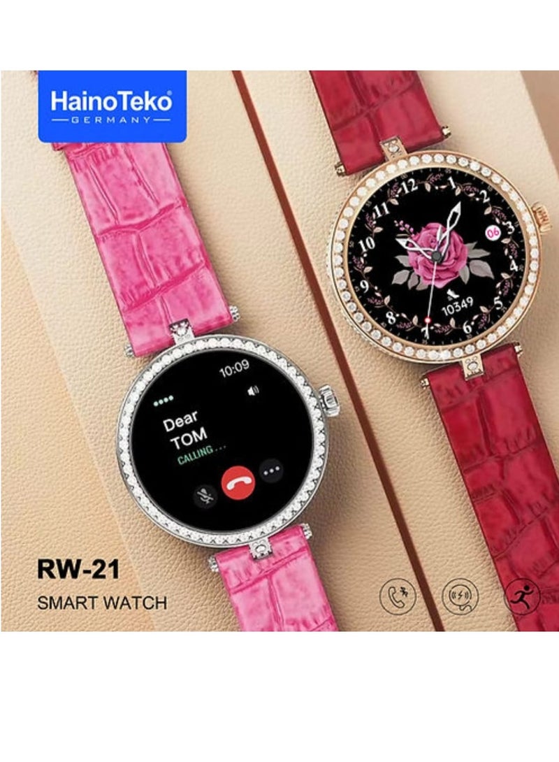 Haino Teko RW-21 Smart Watch Elegant Design With 2 Leather Straps For Women And a Wireless Charger Multicolour - Image 1