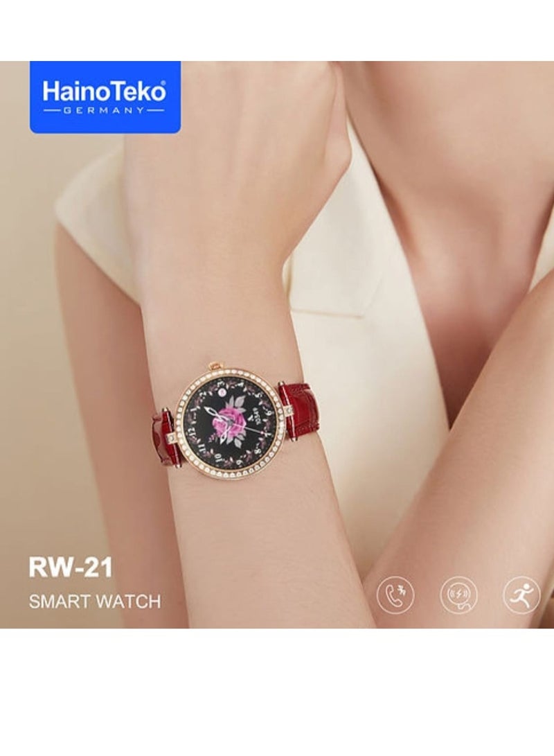 Haino Teko RW-21 Smart Watch Elegant Design With 2 Leather Straps For Women And a Wireless Charger Multicolour - Image 3