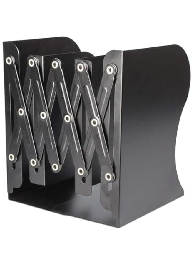 HOOKOR Book Ends, Bookends for Shelves, Book Organizer for Desk, Metal Bookends for Heavy Books, Book Holders for Shelves, Suitable for Office, Home and School Use,Black - Image 2