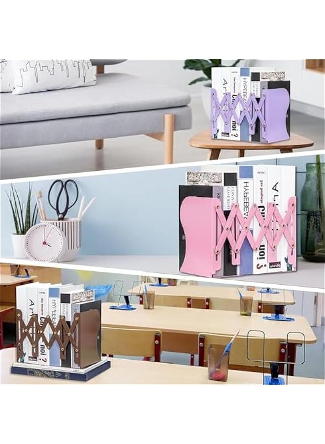 HOOKOR Book Ends, Bookends for Shelves, Book Organizer for Desk, Metal Bookends for Heavy Books, Book Holders for Shelves, Suitable for Office, Home and School Use,Black - Image 4