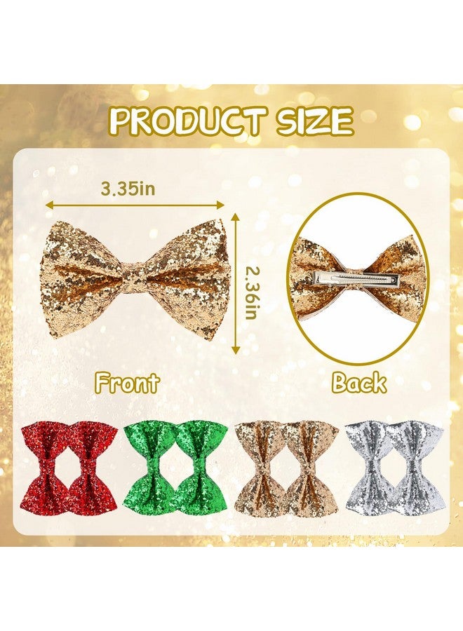 JUNEBRUSHS 8Pcs Christmas Glitter Sequin Hair Accessories Hair Clips for Girls Toddlers Large Hair Accessories Christmas Birthday Gift Party Dress Decoration Accessories Wedding Hair Clips - Image 2
