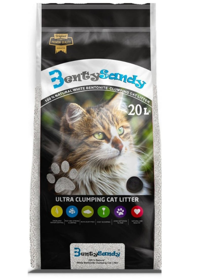 Benty Sandy Cat Litter 20L With Rose Scent - 99.5% Dust-Free with Odor Control - Turkish Made 