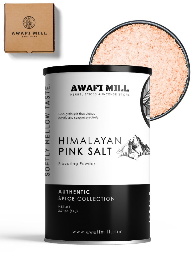 أباميك مسحوق ملح الهيمالايا الوردي من أوافي ميل (سندها ناماك) | ملح صخري ناعم للطبخ اليومي والخبز والتمليح والتشطيب - 1 كجم | 2.2 - Image 1