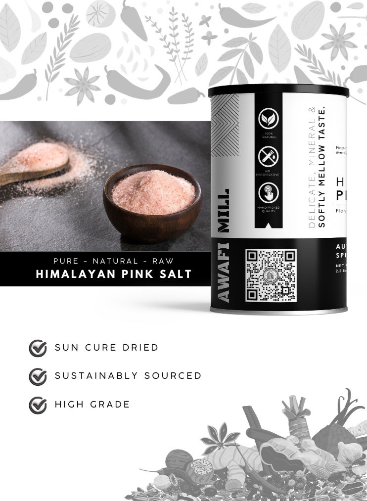 أباميك مسحوق ملح الهيمالايا الوردي من أوافي ميل (سندها ناماك) | ملح صخري ناعم للطبخ اليومي والخبز والتمليح والتشطيب - 1 كجم | 2.2 - Image 3