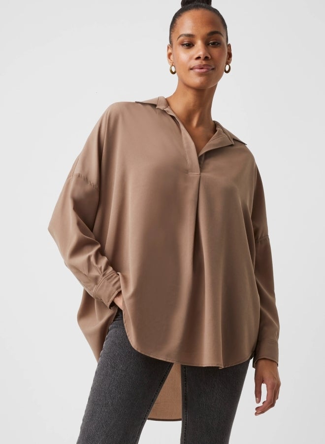 French Connection Rhodes Crepe Popover Shirt - Image 1