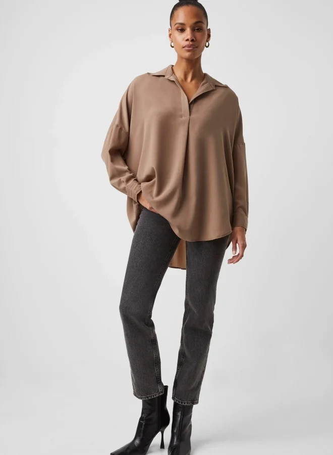 French Connection Rhodes Crepe Popover Shirt