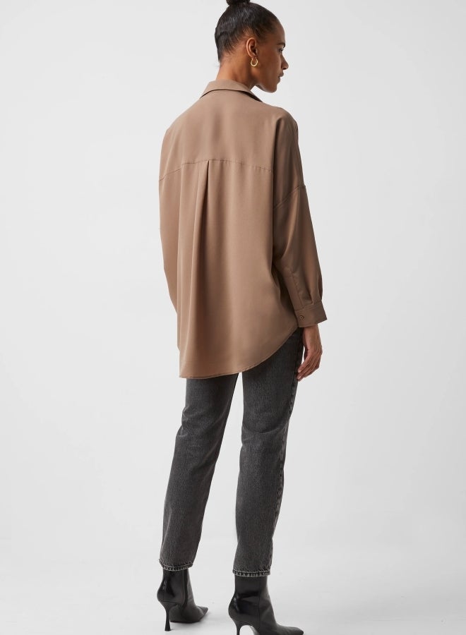 French Connection Rhodes Crepe Popover Shirt - Image 3