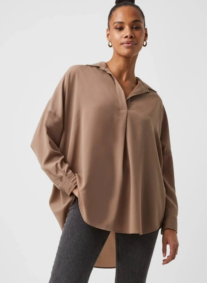 French Connection Rhodes Crepe Popover Shirt