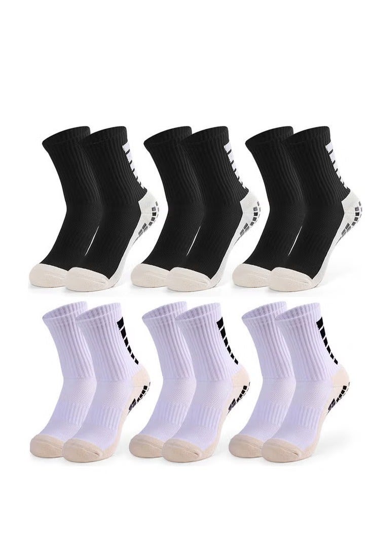 6 Pair Men's Soccer Socks Anti Slip Non Slip Grip Pads for Football Basketball Sports Grip Socks, - Image 2
