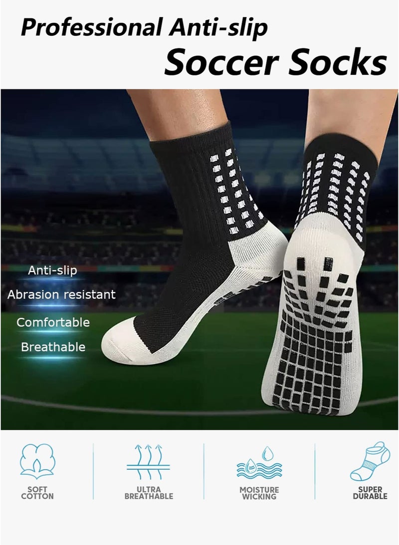 6 Pair Men's Soccer Socks Anti Slip Non Slip Grip Pads for Football Basketball Sports Grip Socks, - Image 5