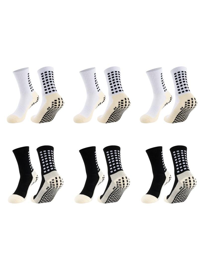 6 Pair Men's Soccer Socks Anti Slip Non Slip Grip Pads for Football Basketball Sports Grip Socks, - Image 1