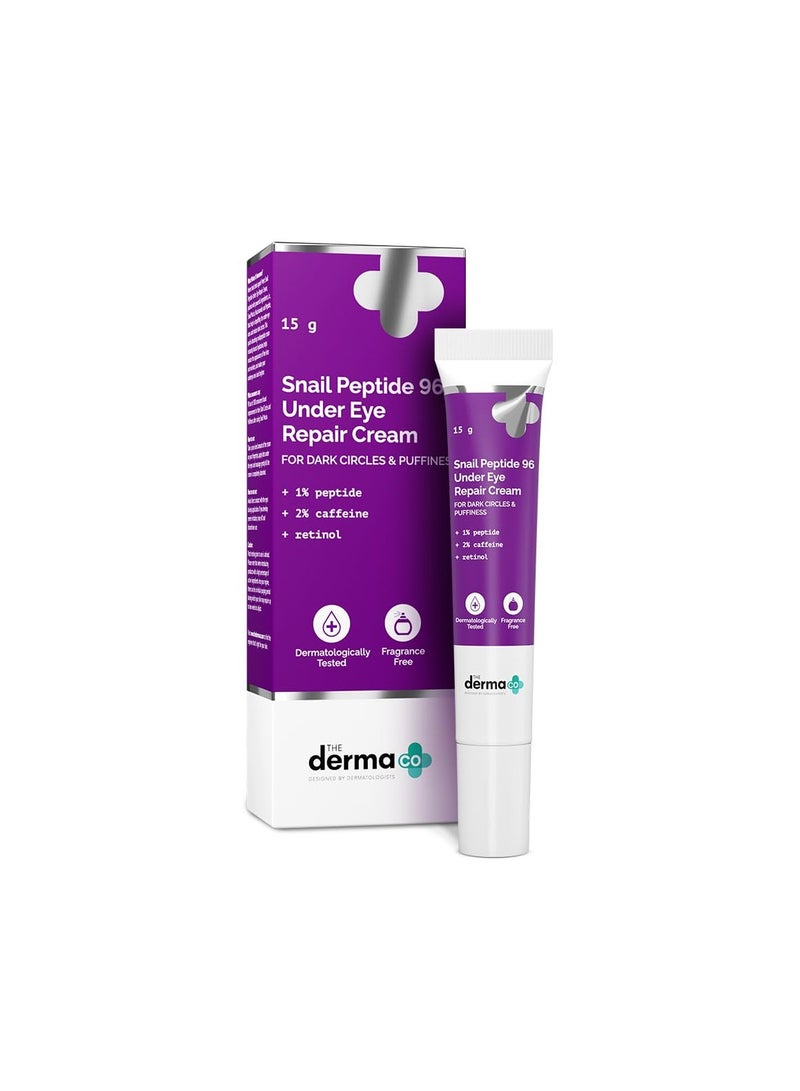 THE derma Co كريم إصلاح تحت العين من ديرما كو. ببتيد الحلزون 96 مع مخاط الحلزون ومركب الببتيد للهالات السوداء والانتفاخ - 15 جرام - Image 1